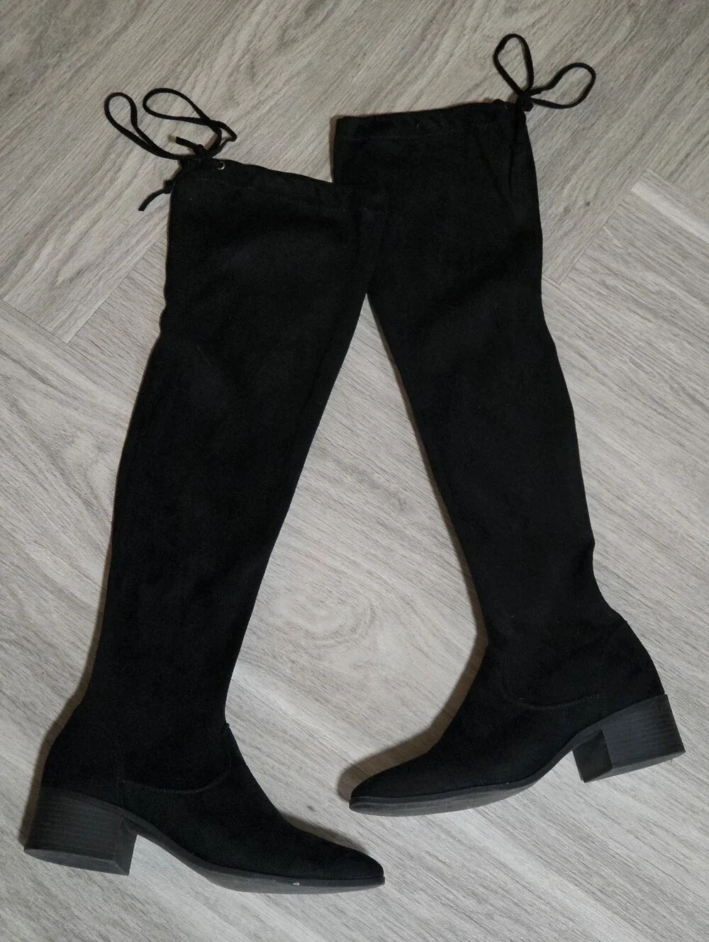 Black Over-the-Knee Block Heel Boots - Women